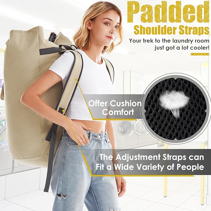 Heavy Duty Laundry Bag 115L, Sturdy Laundry Backpack Bag Extra Large, Dorm Room - Image 4