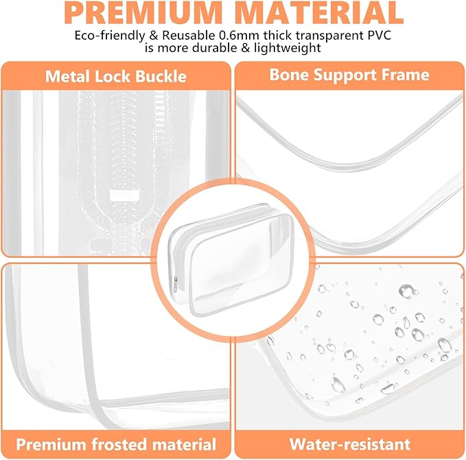 AURUZA 4 Pack Clear Toiletry Bag, Portable Travel Makeup Pouch - Image 4