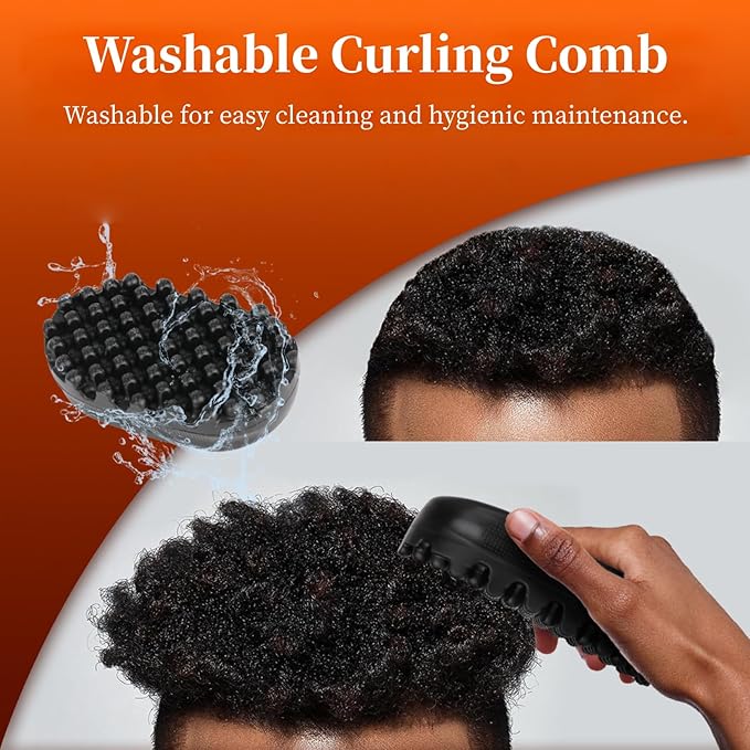 Afro Curls Hair Brush, Rubber Twist Curling Hair Brush, Washable Hair Dirty Braided Curly Hair for Barbers and Daily Use, Black