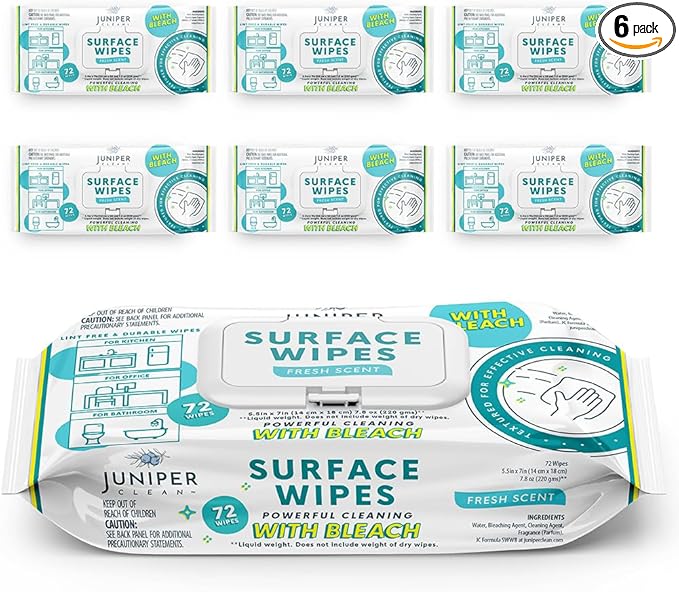6 Pack Surface Cleaning Wipes by JuniperCLEAN