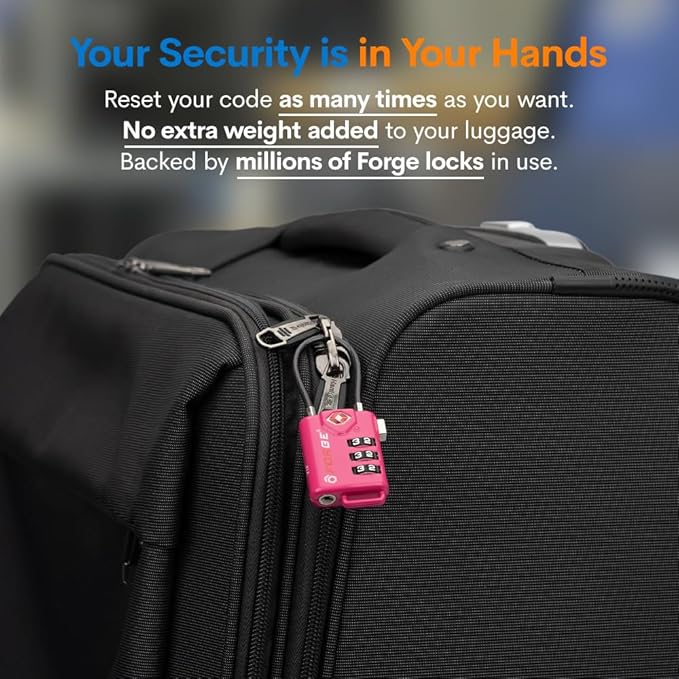 TSA Approved Cable Luggage Locks, Re-settable Combination - Image 6