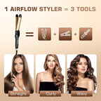Curling Iron, 2 in 1 Hair Straightener and Curler, 1.25 Inch Ceramic Curling Wand with Adjustable Temperature, Dual Voltage for All Hair Types, Anti-Tangle for Long-Lasting Curls and Straight