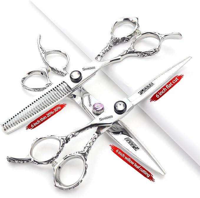 6 Inch Hair Cutting Scissors for Left Hand Hair Cutting Scissors Set (6 Inch 3 Pieces-A)
