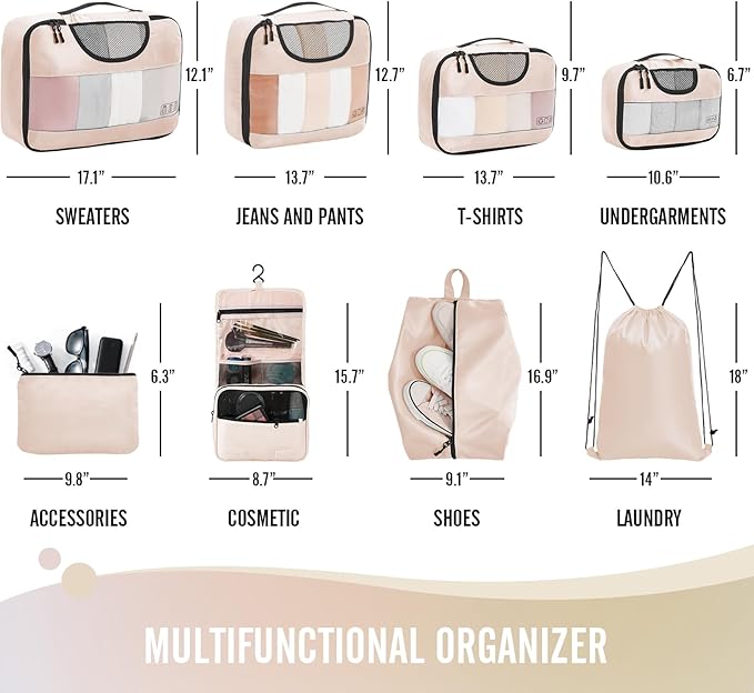 Veken 8 Set Packing Cubes, Travel Gifts - Image 6