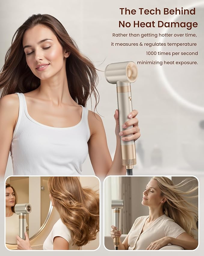MESCOMB 6-in-1 Hot Air Styler – Hair Dryer with Straightener, Auto Curler & Volumizing Brush for Straightening, Curling, Smoothing & Volume, Damage-Free (Champagne Coffee)