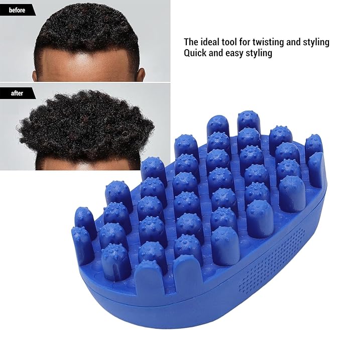 Silicone Curling Hair Brush - Twist King Sponge for Afro Hair, Washable Ergonomic Curl Sponge Styling Tool Wave Brush for Black Men Women Boy Girl All Hair Types