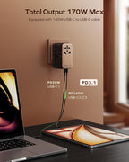 MOMAX Universal Travel Adapter, 170W GaN International Power Adapter, 2 USB-C 2 - Image 2