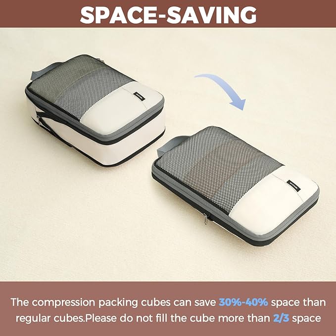 BAGAIL 4 Set/6 Set/8 Set Compression Packing Cubes Travel Accessories - Image 6