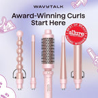 Wavytalk 5 in 1 Curling Iron,Curling Wand Set with Curling Brush and 4 Interchangeable Ceramic Curling Wand(0.5”-1.25”),Instant Heat Up,Include Heat Protective Glove & 2 Clips (Pink) (Pack of 2)