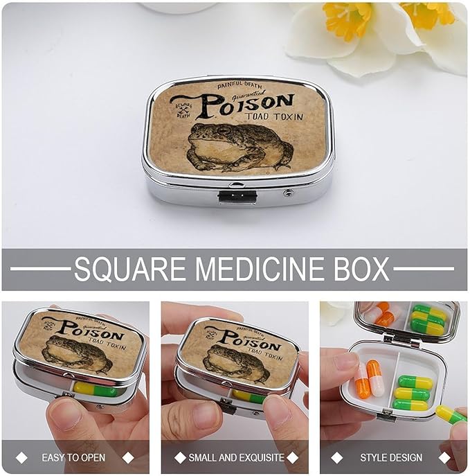 Metal 2 Compartment Pill Organizer Travel Friendly Portable Compact Pill Box - Image 4