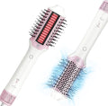 2-in-1 Blow Dryer Brush & Hair Straightener, Ionic & Ceramic Thermal Brush with Adjustable Heat & Cool Shot, 110000 RPM Motor High-Speed Motor for Frizz-Free, Smooth & Voluminous Hair, White with Comb