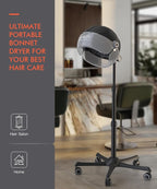 TASALON Ionic Hooded Hair Dryer - 1875W Bonnet Dryer with 3 Temperature Settings - Portable Standing Dryer for Home and Salon