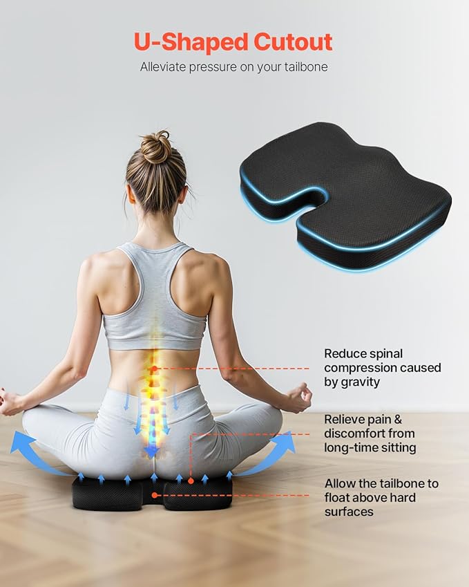 VEVOR Seat Cushion, Cooling Gel + Memory Foam Seat Cushion, Pressure-Relief - Image 3