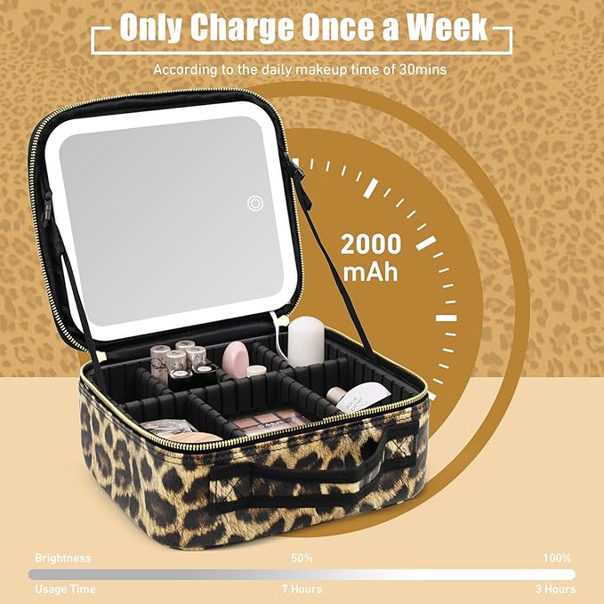 Makeup Bag with Light Up Mirror, Lighted Travel Makeup Organizer 3 Colors - Image 3