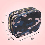 Conair Makeup Bag, Large Double Zip Toiletry and Cosmetic Bag, Perfect Size for Use At Home or Travel, Double Zip Organizer Shape in Blue, Pink and Black Camouflage