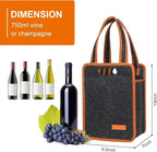 2 Pack 6 Bottle Wine Tote Bag, Insulated Thermal Padded Wine Carrier Tote - Image 2