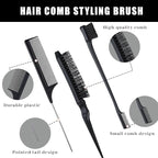 cobee 5 Pcs Slick Back Hair Brush Set, Bristle Hair Brush Edge Control Brush Teasing Comb, Wax Stick for Hair & Wig Flyaways, For Smooth Hair Parting Smooth Flyaways