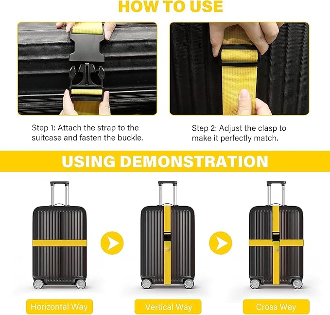 BILIONE 4 Pack Luggage Straps 79" Long Belts Keep Suitcase Secure While - Image 3