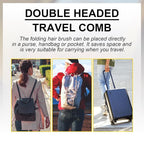 3PCS Travel Foldable Brush Comb Portable Hairbrush, Anti-Static Mini Pocket Hair Comb, Double Headed Hair Brush Hairdressing Tools Plastic Folding Hairbrush for Men Women (Coffee)