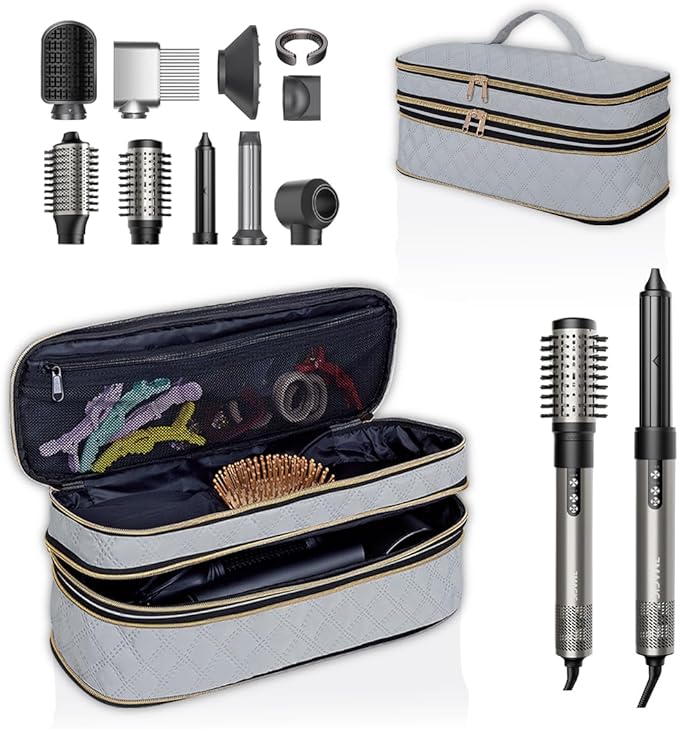 Hair Dryer Travel Carrying Case, Curling Iron Storage Bag, Slim Expandable Handheld Dual-Layer Travel Storage Bag for Dryer/Hair Tool Organizer/Style Organizer