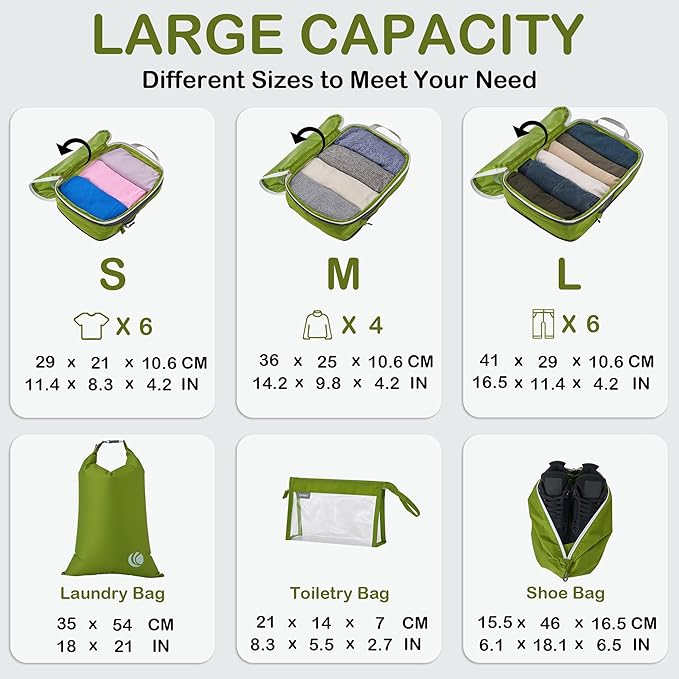 Cipway Compression Packing Cubes, Lightweight Travel Luggage Organizers - Image 6