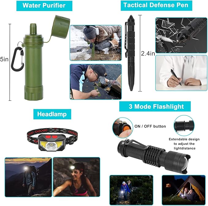 Survival Gear Professional Kit and Large Camping Backpack, First Aid Kit - Image 6