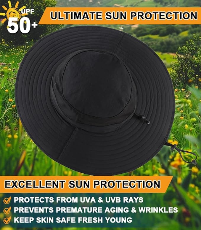 Home Prefer UPF50+ Mens Sun Hat Wide Brim Fishing Hat Foldable Large Brim UV - Image 5