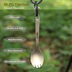 SANTTA Titanium Camping Spork Set of 2 Piece, Spoon Fork and Bottle Opener 3 in - Image 2