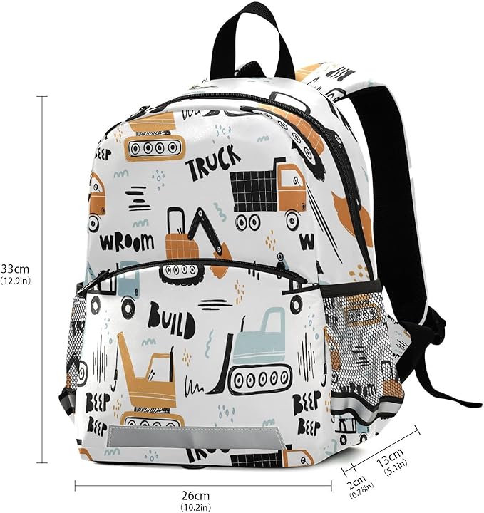 Transport Truck Excavator Toddler Backpack Boys Girls Kids Preschool Bookbag - Image 3