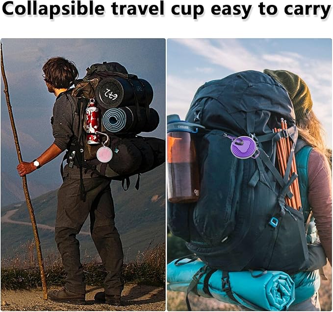 Litoexpe 2 Pack Silicone Collapsible Travel Cup Portable Folding Camping Cup - Image 6