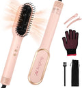 Hair Straightener Brush with Hot & Cool Air, AngKng Anti-Scald Heat Comb Straightener for Straightening Hair, 30s Fast Heating, Hot Air Straightening Brush for Women, Dual Voltage for Travel, Pink