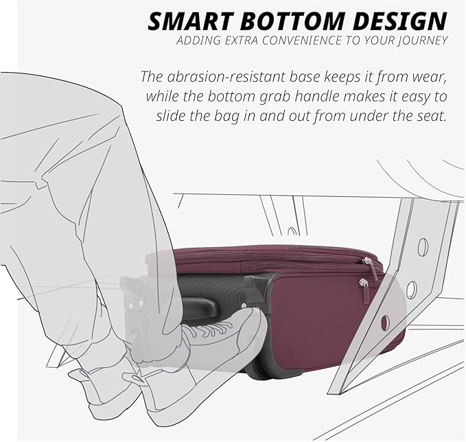 Verage Under Seat Luggage with Wheels, Softside Expanable Small Suitcase Carry - Image 7