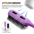 4Pcs Detangling Hair Brush Set for Women - Paddle Brush for Wet or Dry, No More Tangles for Straight, Long, Thick, Curly, and Natural Hair (Purple)