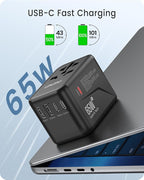 LENCENT Universal Travel Adapter, GaN III 65W International Charger - Image 3