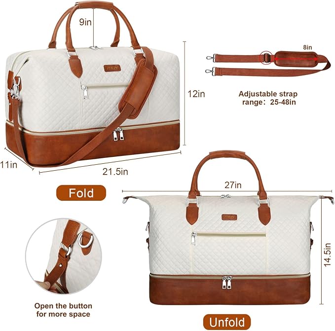 Weekender Bag for Women, Travel Duffel Bag Carry On Overnight Bag - Image 7