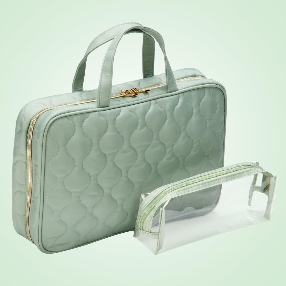 Travel Toiletry Bag with Handles (Sage Green / 1 Count (Pack of 1))