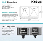 KRAUS Standart Pro 33 -inch Undermount 50/50 Double Bowl 16 Gauge Stainless - Image 3