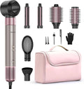7-in-1 Hair Dryer Brush Blow Dryer, Hot Air Brush Styler with Travel Bag– Fast Drying, Curling, Straightening & Volumizing – 1500W High-Speed Motor 110,000 RPM – All Hair Types – Pink