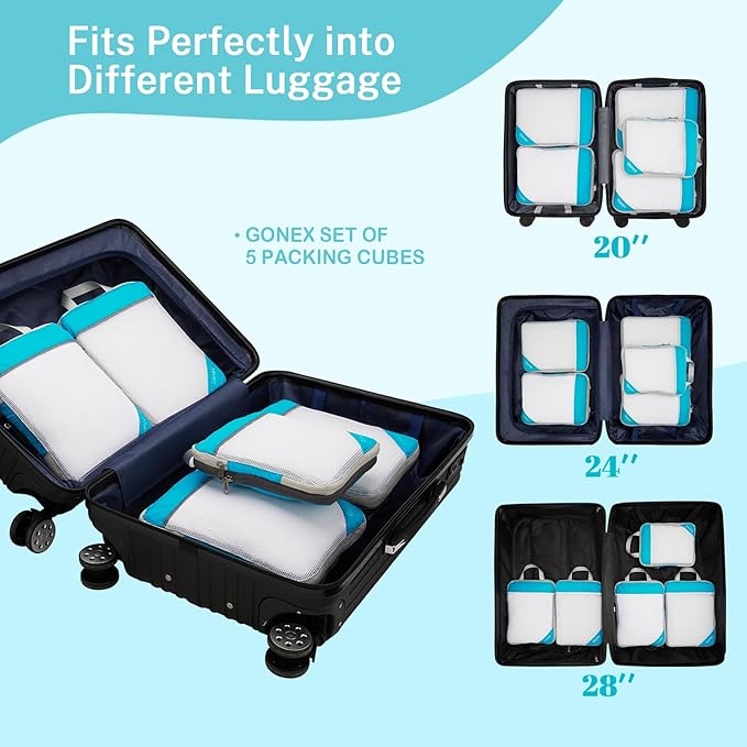 Compression Packing Cubes, Gonex Extensible Storage Mesh Bags Organizers - Image 5