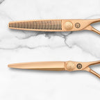 Saki Gold Professional Set of Hair Shears - 6 Inch Set Includes Gold Hair Scissors, Thinning Shears and Razor and Leather Carrying Case