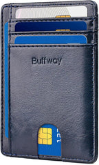 Buffway Slim Minimalist Front Pocket RFID Blocking Leather Wallets by Buffway