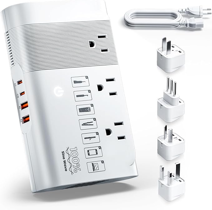 DOACE 500W Universal Travel Adapter 220V to 110V Voltage Converter, Pure Sine by DOACE