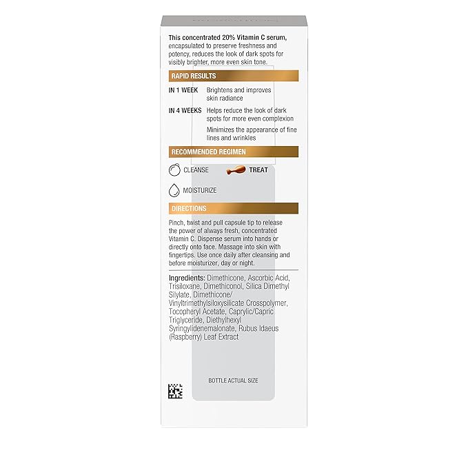 Neutrogena Rapid Tone Repair 20% Vitamin C Brightening Serum Capsules, Antioxidant Face Serum to Brighten Look of Dark Spots & Even Skin Tone, Oil-Free, 30 Serum Capsules