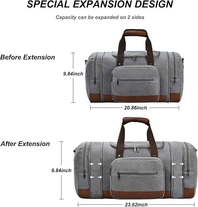 Litvyak Duffle Bag for Travel, 50L Canvas Travel Duffel Bags Overnight Weekend - Image 4