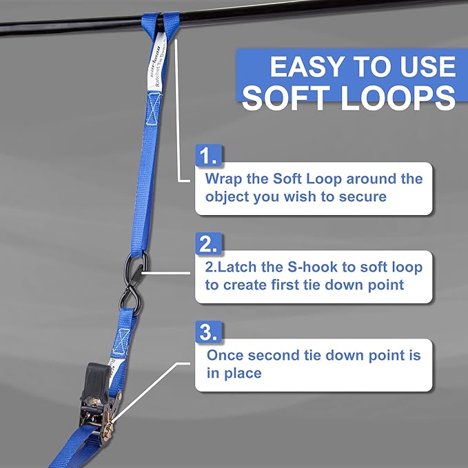 Cartman Ratchet Tie Down Straps 4PK 2, 000lb Max Break Strength - Image 5