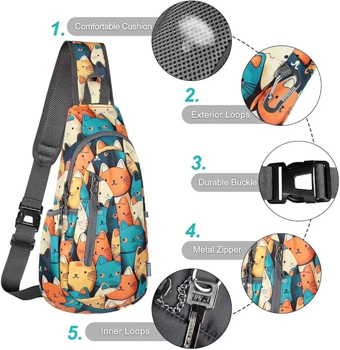 TITECOUGO Small Sling Bag, Lightweight Crossbody Backpack - Image 5