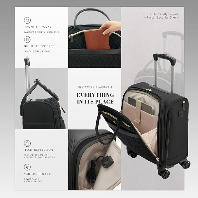 Verage 18x14x8in Spinner Underseat Carry-On Luggage -Airplane Personal Item Bag - Image 5
