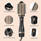 Hair Dryer Brush Set, Multifunctional Hot Air Brush for Salon Blowouts, Negative Ion Technology & Quick Drying, Shiny and Less Frizz, Black Orange