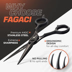 Fagaci Hair Thinning Scissors 6" with 440C Steel, Extreme Sharpness & Precise Cuts Texturizing Shears, Professional Hair Scissors, Barber Scissors Set, Slim Blades Texturizing Scissors