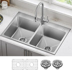 KRAUS Fairlane 33-inch Drop In/Top Mount Double Bowl 18-Gauge Stainless Steel - Image 2
